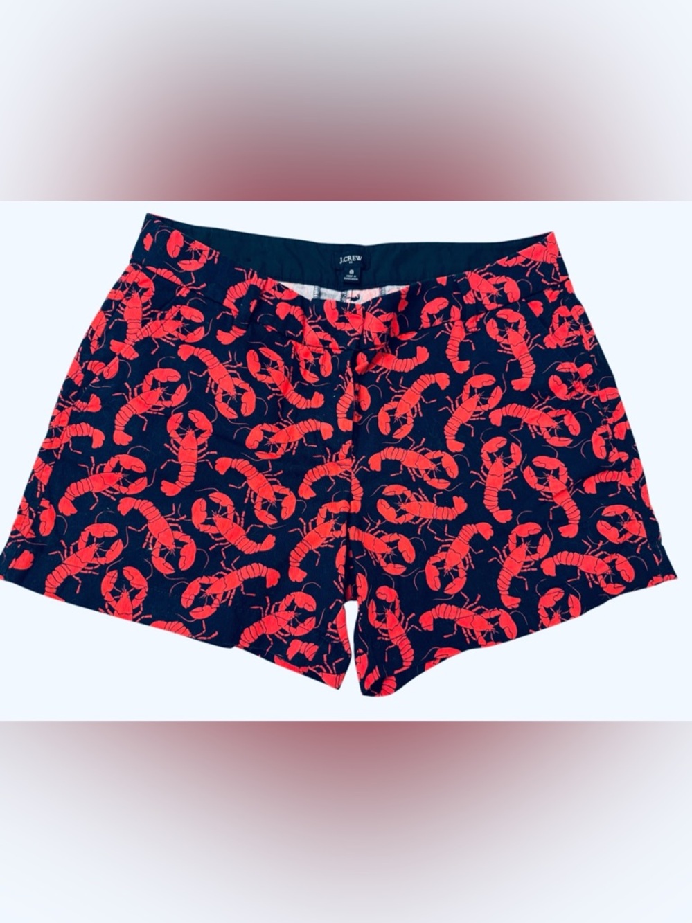 J. Crew Women’s 4.5 inch Chino Shorts with All Over Red Lobster Print Size 8
